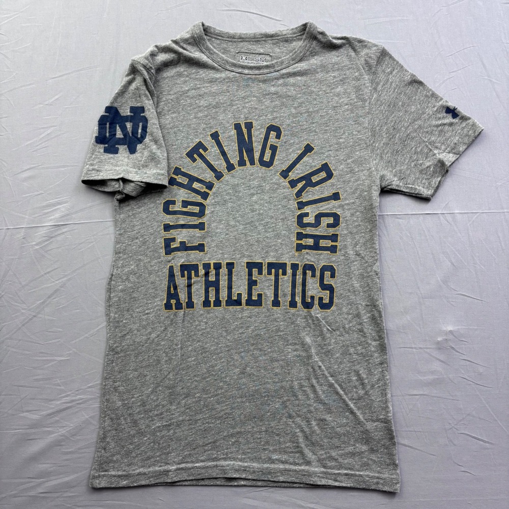 Under Armour Notre Dame Fighting Irish Athletics HeatGear Gray T-Shirt Mens SM